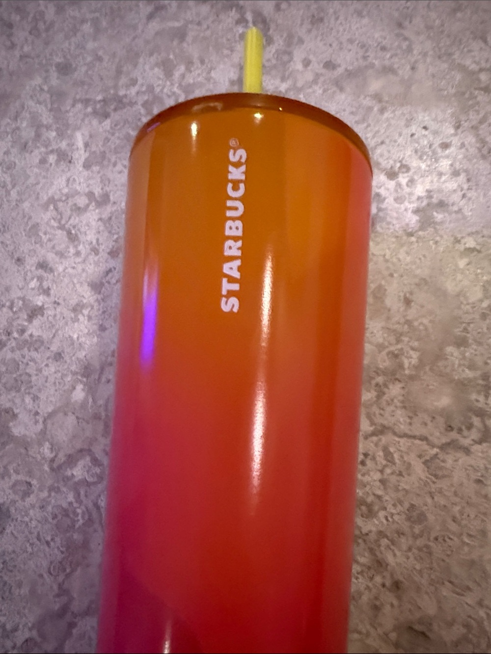 Starbucks Orange-Red Gradient Tumbler with Yellow Straw